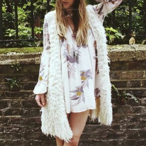 Free People Sweaters - Free People Rolling Stone Shaggy Vest Cardigan Sz S